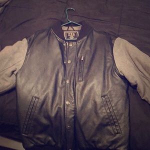 Large champs leather varsity jacket